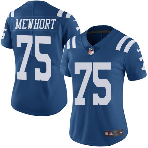 Women's Limited Jack Mewhort Nike Jersey Royal Blue - #75 Rush NFL Indianapolis Colts